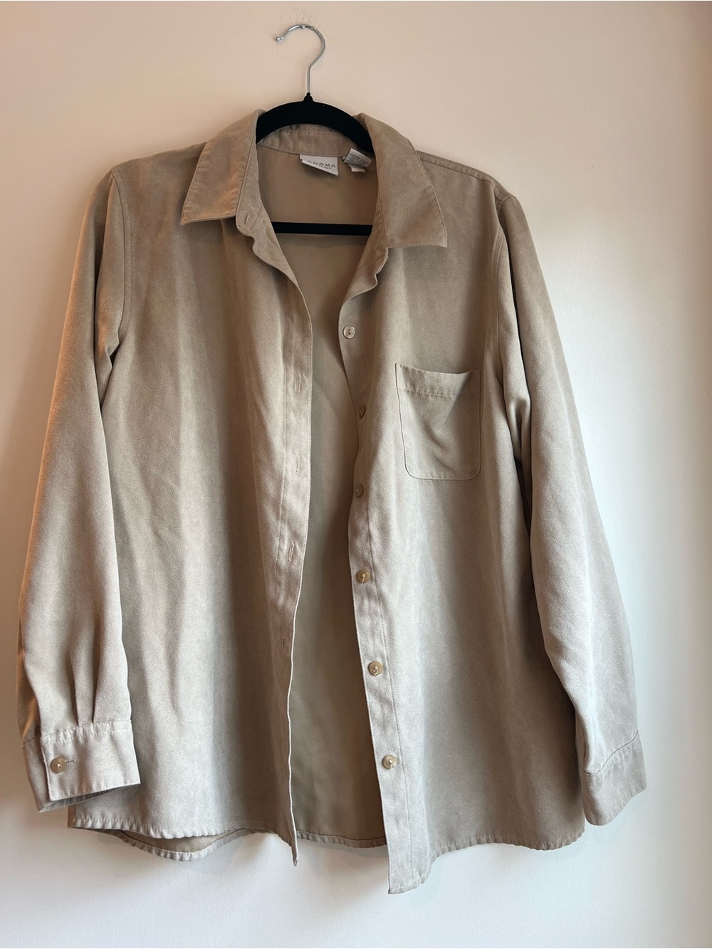 Sonoma Women's Beige Faux Suede Button-Down Shirt